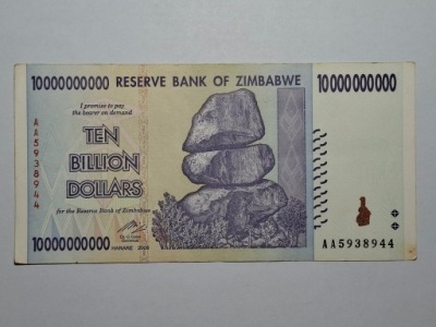 Zimbabwe 10 bilionów dolarów 2008 rok -NrB2082