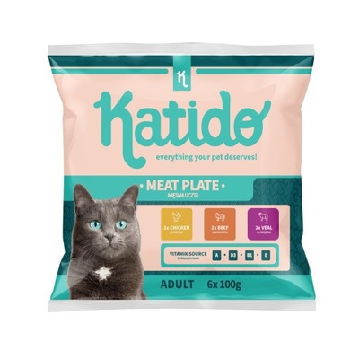 KATIDO Meat Plate saszetki dla kota 6x100g USZKODZONE