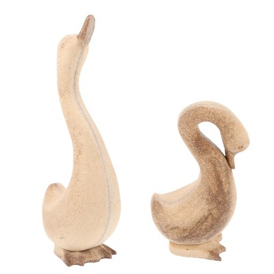 TABLETOP ART GĘŚ RZEŹBA FIGURKA KACZKI DREWNIANE OZDOBY PULPIT 2 SZT
