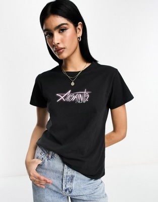 ALLSAINTS GŁADKI T-SHIRT Z NADRUKIEM L