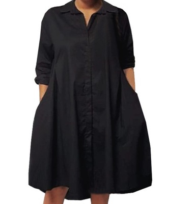Sukienka tunika długa koszula LINDA 52/54 czarna