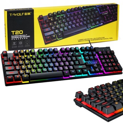 PODŚWIETLANA KLAWIATURA GAMINGOWA RGB DLA GRACZY KLAWIATURA HYBRYDOWA TF200
