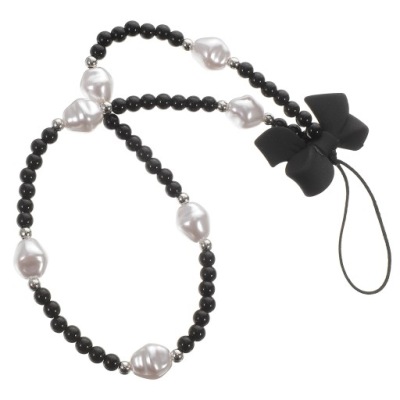 MODNA ZAWIESZKA Z KOKARDKĄ I KORALIKAMI NA TELEFON