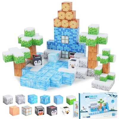 KLOCKI MAGNETYCZNE PIXELE BUDOWLANE KOSTKI KONSTRUKCYJNE 96 EL