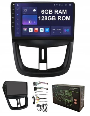 NAWIGACJA RADIO ANDROID DO PEUGEOT 207 6/128GB DSP CARPLAY BLUETOOTH USB