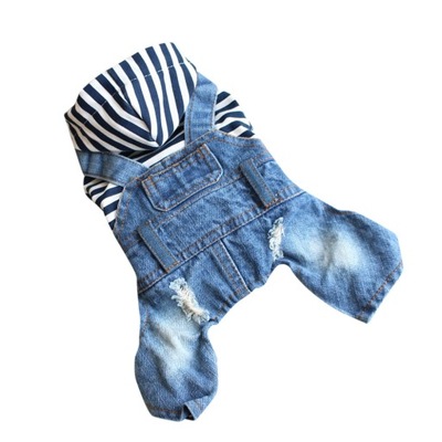 1PC Stripe Hooded Pet Clothes Dog Jumpsuits