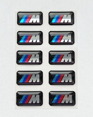 10X BMW M-POWER STICKERS LOGO 3D ZNACZKI ON DISCS STEERING WHEEL 18X10 CHROME  