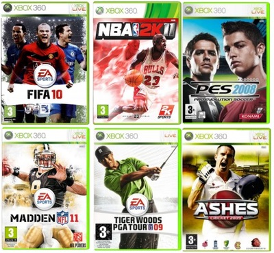 Zestaw Gier Sportowych FIFA / NBA / PES / MADDEN XBOX 360 6-GIER