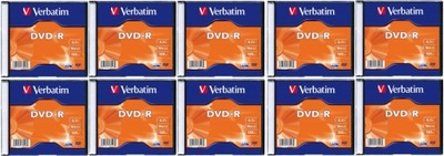 Płyta DVD-R do jednok zapisu 4.7 GB slim 10 szt