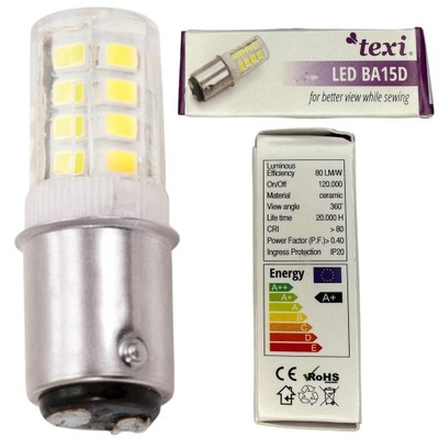 LED LÁMPA VARRÓGÉPHEZ, HÁZTARTÁSI, BA15D FOGLALAT, TEXI MÁRKA, BENYOMHATÓ