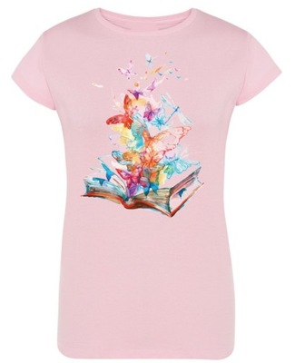 T-Shirt damski nadruk Kolorowe Książki R.M