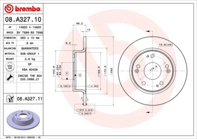 DISKAI STABDŽIŲ GAL. BREMBO 08.A327.11 08A32711 