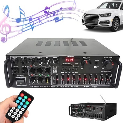 WZMACNIACZ DŹWIĘKU STEREO HIFI BLUETOOTH USB SD FM PILOT AMPLITUNER 2000W