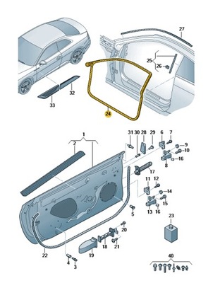 Прокладка дверь внутренняя правая audi a5 b9 coupe фото №1