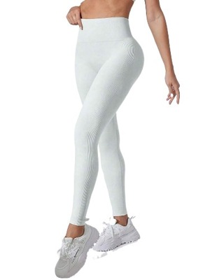 SHEIN LEGGINSY DAMSKIE SZARE DŁUGIE SPORTOWE M ŁYM