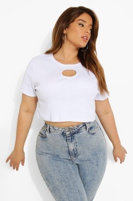 BOOHOO PLUS BIAŁY T-SHIRT DAMSKI 54 7XL 1VAI