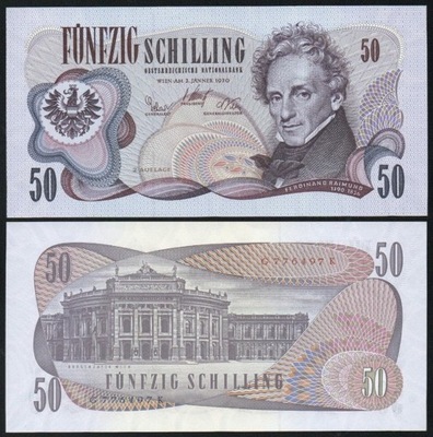 $ Austria 50 SCHILLING P-144 UNC 1970