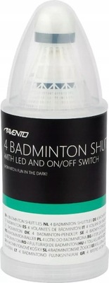 Lotki do badmintona świecące LED nylonowe zestaw komplet AVENTO x4