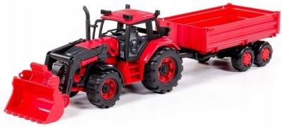 czerwony Traktor BELARUS z ładowarką i przyczepą