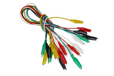 PRZEWODY Z KROKODYLKAMI 10 SZTUK 5 KOLORÓW