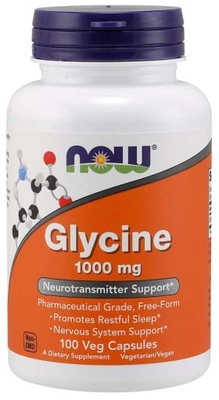 NOW FOODS GLICYNA 1000MG 100K GLYCINE SEN NERWY