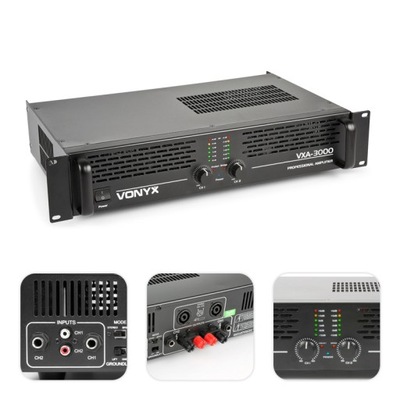 Profesjonalny WZMACNIACZ 2x 1500W Vonyx VXA-3000 RCA Rack
