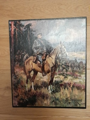 J. Piłsudski . 20,8 x 24,5 cm,nie olej - W. Kossak