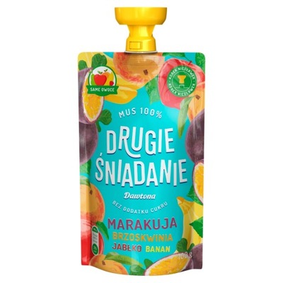 Drugie śniadanie Mus 100% marakuja brzoskwinia jabłko banan Dawtona 100g