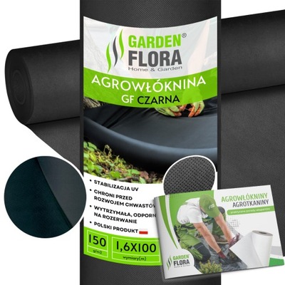 AGROWŁÓKNINA CZARNA 150g NA CHWASTY 1,6x100m MOCNA AGROWŁÓKNINA GRUBA