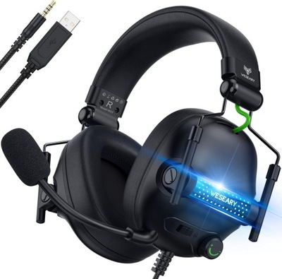 SŁUCHAWKI GAMINGOWE RGB Z MIKROFONEM WESEARY WG3 NAUSZNE PS5 PS4 PC PRO