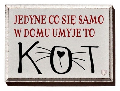 tabliczka, zawieszka drewniana z napisem o kotach