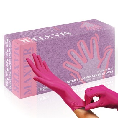 Rękawiczki Nitrylowe Bezpudrowe Różowe M- 100szt