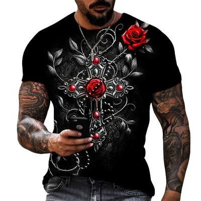 Koszulka męska z nadrukiem róże T-shirt 3D N.05
