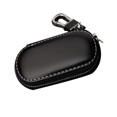 Leather Car Key Pouch Zipper Keys Storage Bag Hang 