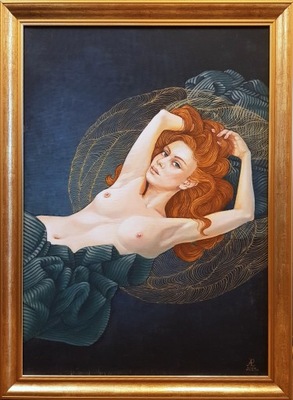Rączka, Ruda kobieta akt portret