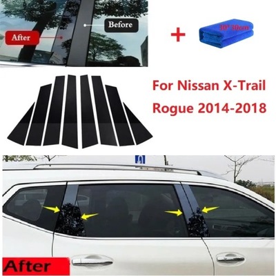 8PCS POLISHED PILLAR POSTS FIT PARA NISSAN X-TRAIL ROGUE 2014-2018 W~56788  