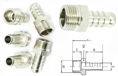 Króciec mosiężny, złączka Gz 1/4" na 10mm