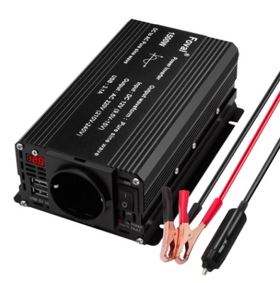 POTENTE BALASTO DE AUTOMÓVIL 12V-230V 1500 EN 2XUSB 1X230V LIMPIO SINUS  