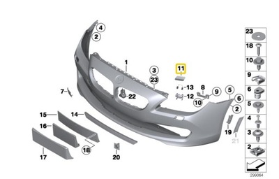 BMW F06 F12 F13 BRIDA CIEGA DE PARAGOLPES DERECHA 7282912 CON  