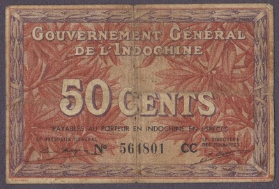 Indochiny - 50 centów 1939 (VF)