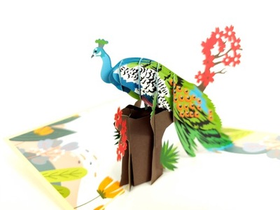 Kartka Okolicznościowa Kartka 3D Zwierzęta Zoo Wielobarwny Paw Peacock