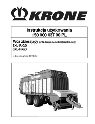 KRONE 5\/XL-R\/GD, 6XL-R\/GD - ИНСТРУКЦИЯ ОБСЛУЖИВАНИЯ PL фото