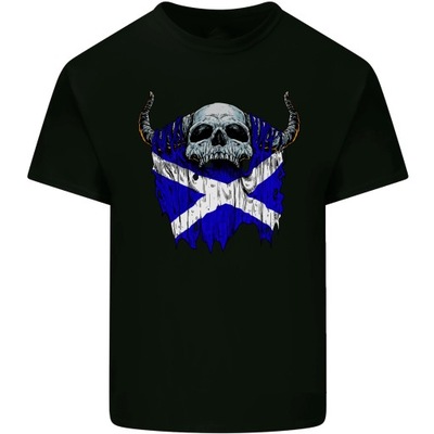Scotland Flag Skull Męska koszulka modowa