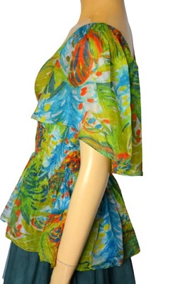 Zara jedwabna malarska bluzka kimonowy rękaw S M