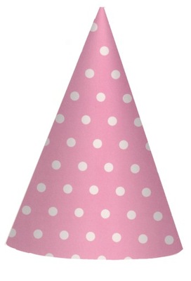 Czapeczki papierowe urodzinowe różowe kropeczki