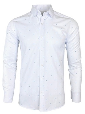 Koszula męska biała elegancka wzorki SLIM FIT XL