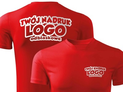 Oddcyhająca koszulka sportowa czerwona + LOGO | L
