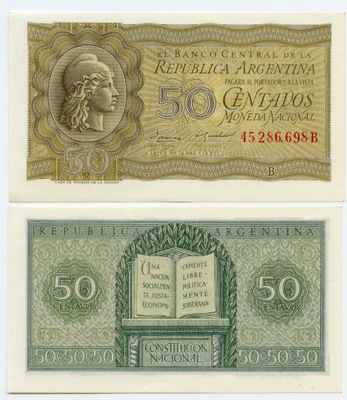 ARGENTYNA 50 CENTAVOS 1952 - 1956 P-261(2) UNC