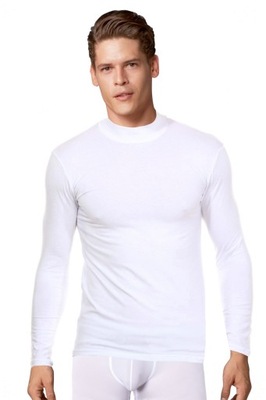 półgolf męski biały koszulka długi rękaw 2930 XXL