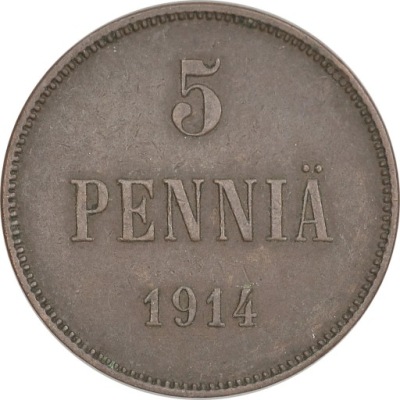 4.FINLANDIA, MIKOŁAJ II, 5 PENNIA 1914